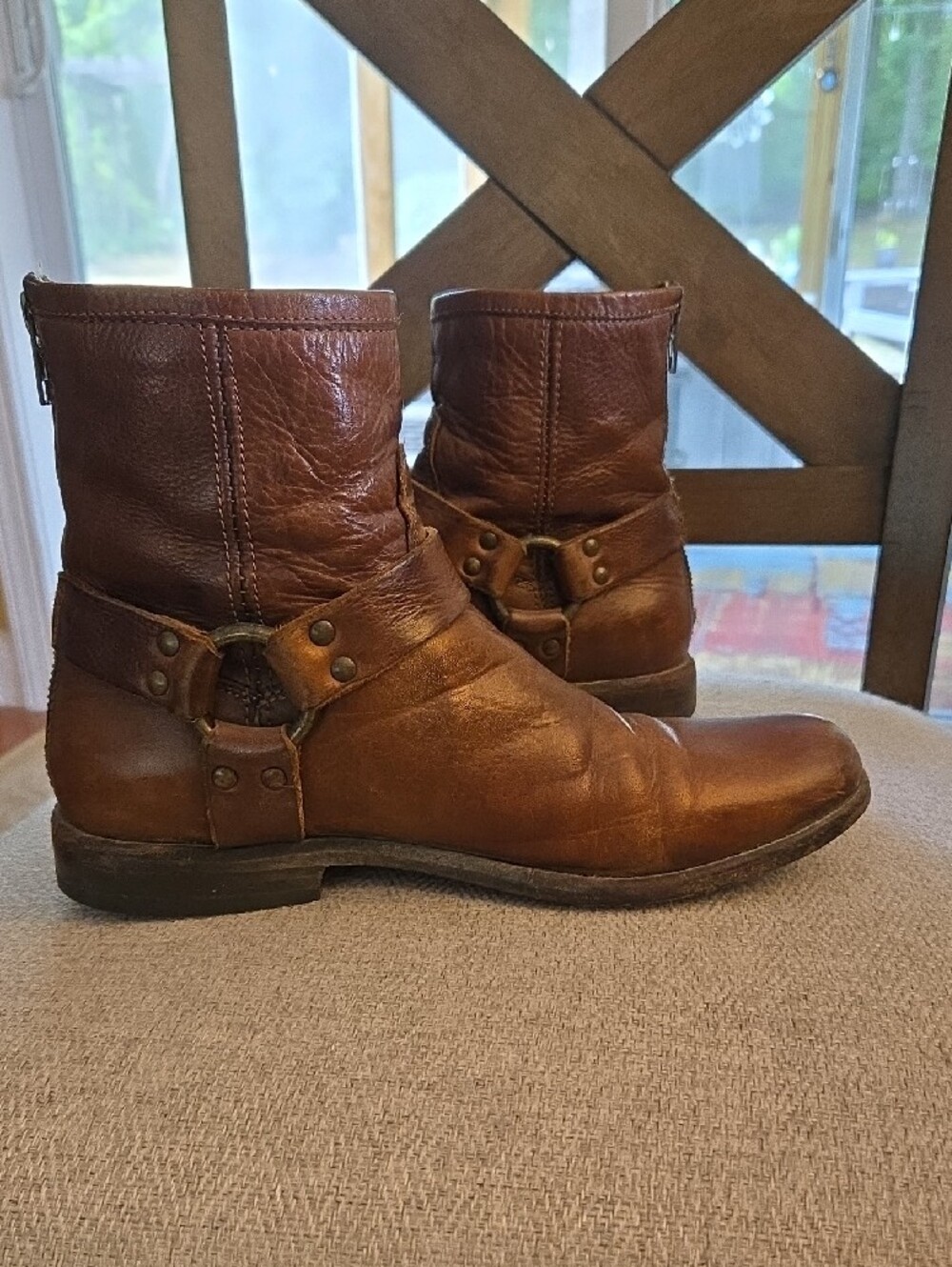 Vintage Frye Brown Leather Women's Ankle Boots - Strap Detail - Picture 2 of 7